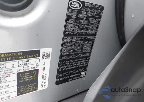 2020 Land Rover Range Rover Velar P250 R-Dynamic S from USA, damaged, VIN SALYK2EX7LA242015